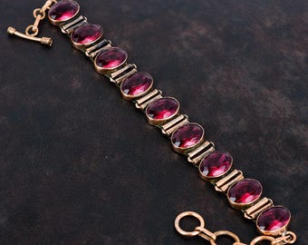 Faceted rubellite bracelet copper bracelet adjustable chain bracelet handmade gemstone bracelet rubellite copper jewelry anniversary gifts