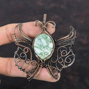 Tree Agate Pendant Copper Wire Wrapped Pendant Handmade Gemstone Pendant Decent Copper Jewelry Butterfly Pendant For Gifts Wire Wrap Jewelry