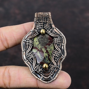 Dragon Bloodstone Pendant Copper Wire Wrapped Pendant Gemstone Copper Jewelry Handmade Brand New Pendant Dragon Bloodstone Jewelry For Gift