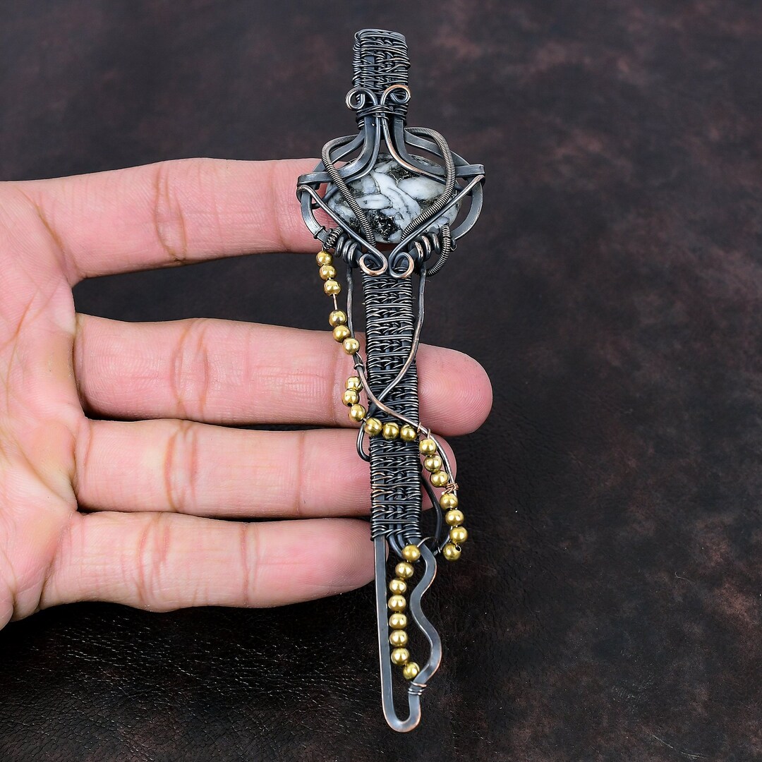 Pinolith Jasper Pendant Copper Wire Wrapped Pendant Handmade Pendant ...