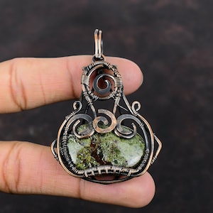 Dragon Bloodstone Pendant Copper Wire Wrapped Pendant Natural Gemstone Handmade Pendant Boho Hippie Jewelry Gift For Him Copper Wire Jewelry
