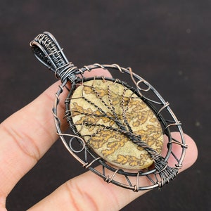 Tree Of Life Psilomelane Dendrite Pendant Copper Wire Wrapped Pendant Handmade Jewelry Gemstone Pendant Gift For Her Copper Wire Jewelry