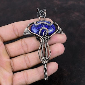 Lapis Lazuli Pendant Copper Wire Wrapped Pendant Handmade Lapis Lazuli Jewelry Natural Gemstone Pendant Gift For Women Unique Copper Jewelry
