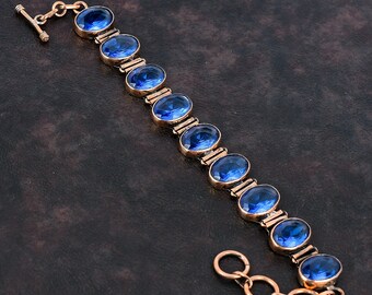 Facettierte Tansanit Quarz Armband Kupfer Armband verstellbare Kette Armband Kupfer Schmuck handgemachte Armband Edelstein Schmuck Geschenke für ihn