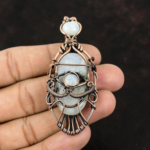 Evil Eye Labradorite Copper Pendant Copper Wire Wrapped - Etsy