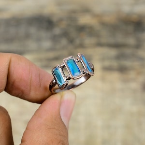 Swiss Blue Topaz Ring Electroformed Copper Ring Handmade Ring Copper Jewelry Real Gemstone Ring Electroformed Jewelry Available In Ring Size