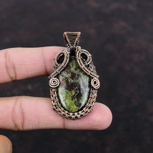Dragon Bloodstone Pendant Copper Wire Wrapped Pendant Gemstone Jewelry Handmade Amazing Pendant Copper Jewelry For Gift Ethnic Style Pendant