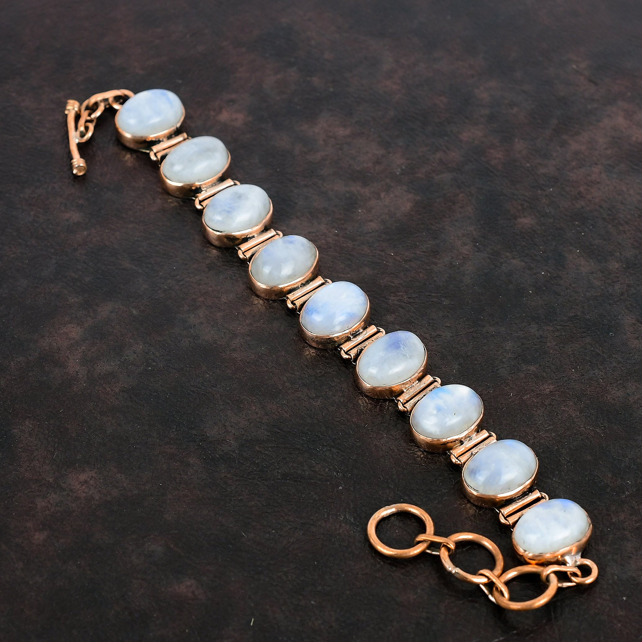 Rainbow Moonstone Bracelet Copper Bracelet Adjustable Chain Bracelet Handmade Birthstone Bracelet Copper Gemstone Jewelry Gifts For Mother