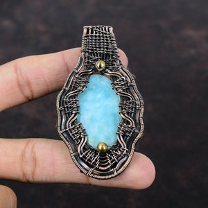 Hemimorphite Pendant Copper Wire Wrapped Pendant Hemimorphite Jewelry Gemstone Pendant Handmade Copper Jewelry Wedding Gift Antique Jewelry