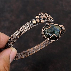 Labradorite Copper Cuff Bracelet Labradorite Bracelet Wire Wrapped ...