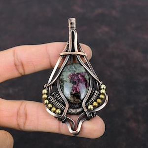 Eudialyte Pendant Copper Wire Wrapped Pendant Handmade Copper Jewelry Top Quality Gemstone Pendant Wire Wrap Eudialyte  Jewelry Gift For Mom