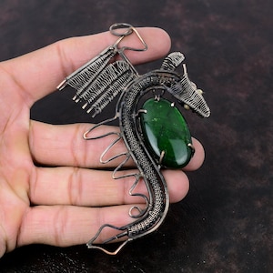 Green Fire Labradorite Pendant Copper Wire Wrapped Pendant Handmade Dragon Pendant Gemstone Copper Jewelry Pendant For Women Gift For Mother