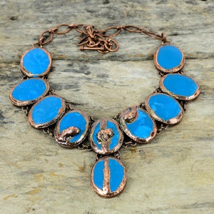 Sleeping Beauty Turquoise Necklace Electroformed Copper Necklace Adjustable Chain Necklace Handmade Jewelry Gemstone Necklace Gifts For Her