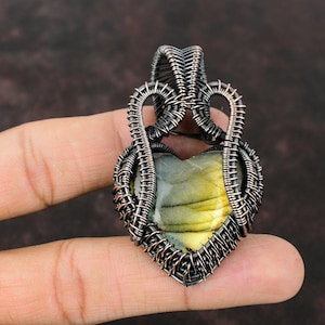 Labradorite Pendant Copper Wire Wrapped Pendant Labradorite Jewelry Handmade Gemstone Pendant Copper Wire Wrap Jewelry Gift For Her Mother