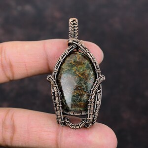 Spessartine Garnet in Limestone Pendant Copper Wire Wrapped Pendant Handmade Gemstone Pendant Copper Jewelry Gift For Mom Birthstone Pendant