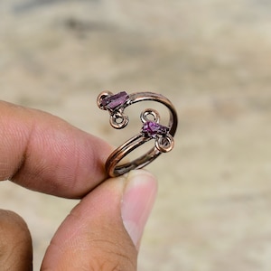 Pink Tourmaline Rough Ring Electroformed Copper Ring Gemstone Adjustable Ring Engagement Rings Electroformed Handmade Jewelry Gift For Him