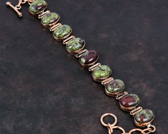 Drakblodstensarmband Koppararmband Justerbart kedjearmband Drakblodsten Ädelstenssmycken Handgjort armband Presenter till mamma