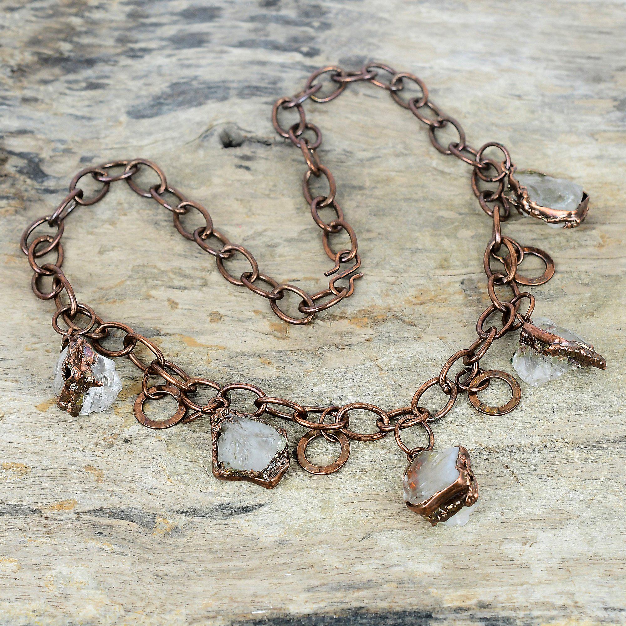 Copper Topaz Electroformed Copper White Topaz Necklace, Handmade Gemstone Jewelry - Etsy
