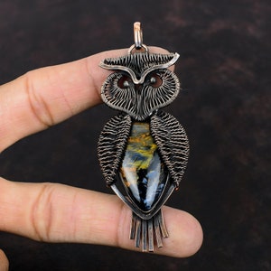 Pietersite Pendant Copper Wire Wrapped Pendant Owl Gemstone Pendant Pietersite Jewelry Handmade Pendant Unique Copper Jewelry Gift For Women