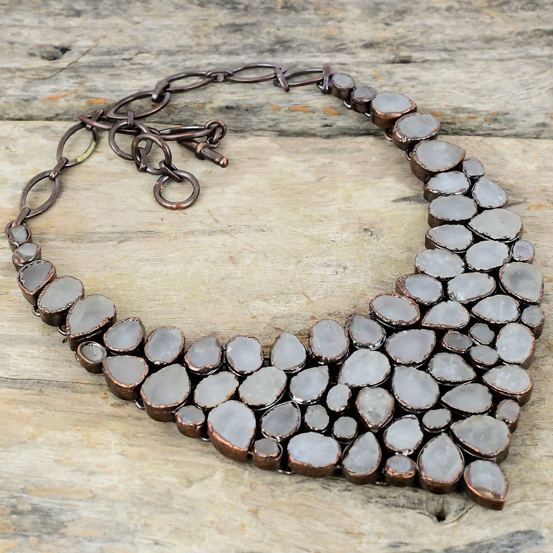 Handcrafted Moonstone Rough Copper Necklace – 18" Adjustable Bohemian Jewelry