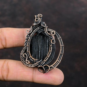 Black Tourmaline Rough Pendant Copper Wire Wrapped Pendant Handmade Designer Pendant Copper Jewelry Gift For Mom Wonderful Gemstone Jewelry