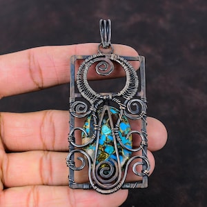 Copper Chrysocolla Pendant Copper Wire Wrapped Pendant Handmade Pendant Very Pretty Copper Jewelry Wedding Gift Chrysocolla Gemstone Jewelry