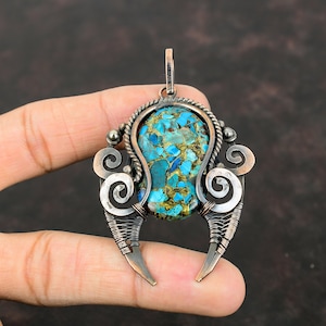 Copper Chrysocolla Pendant Copper Wire Wrapped Pendant Handmade Pendant Copper Jewelry Gemstone Pendant Anniversary Gift Chrysocolla Jewelry