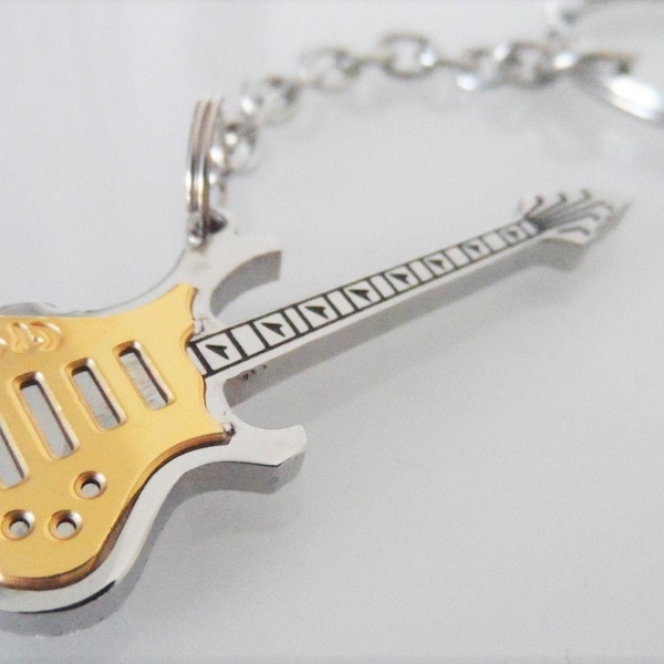 Engraving Keychain Electric Guitar, Musician Keychain with Engraving, Guitar Pendant with Name, Gift for Musicians