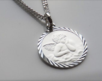 Perfect christening gift for birth or communion - lucky chain with guardian angel and individual back