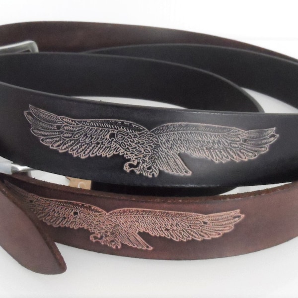 Ceinture de buffalo avec un motif aigle, large ceinture en cuir homme aigle, biker