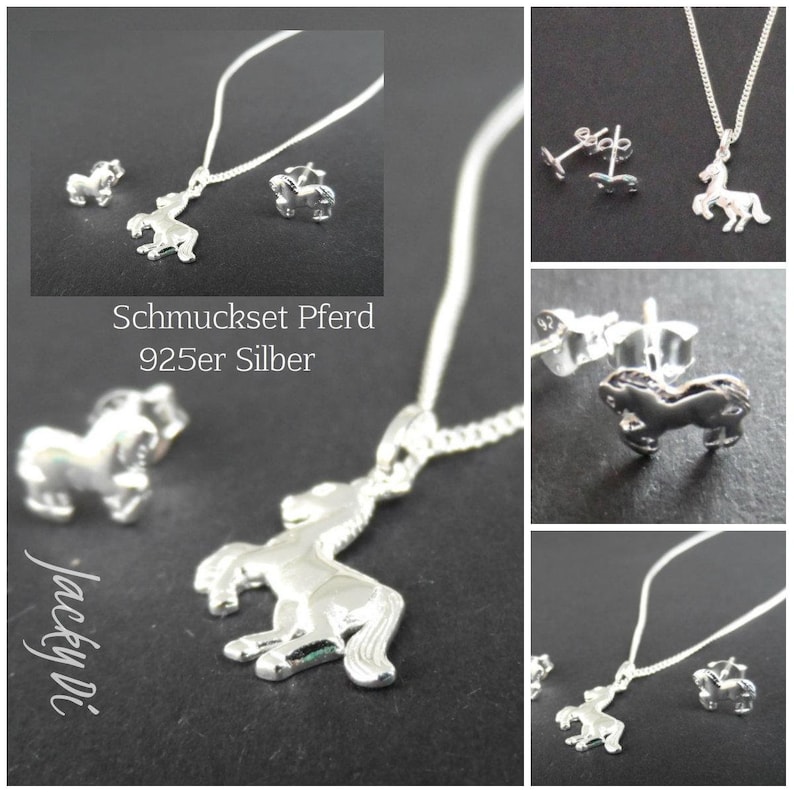 necklace with horse gift for girls girls jewelry Set 925 silver necklace horse and stud horse children/'s necklace horse