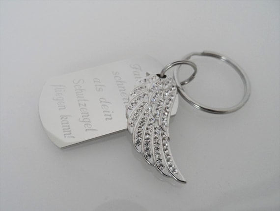 Engraved Keychain Guardian Angel, Wings Silver, Car Keychain, Keychain With  Name, Keychain With Engraving - Etsy