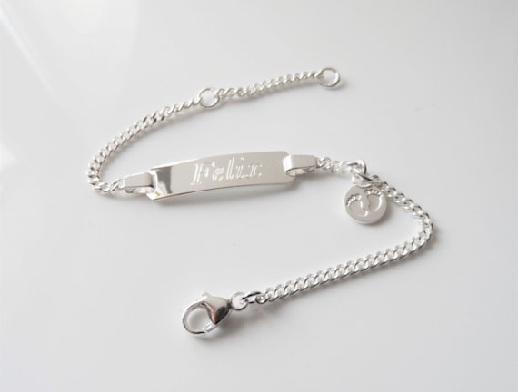 Tauf Armband Armkette Ident Armband Gravur Wunsch Name Echt Silber Taufgeschenk