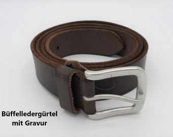 Personalisierbarer Büffelleder Gürtel für Herren, Ledergürtel breit, persönliches Geschenk, personalisierbarer Gürtel, Dunkelbrauner Gürtel