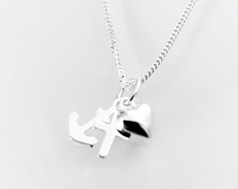 925 silver necklace FAITH LOVE HOPE lucky chain, 36 - 50 cm desired length, baptism, communion