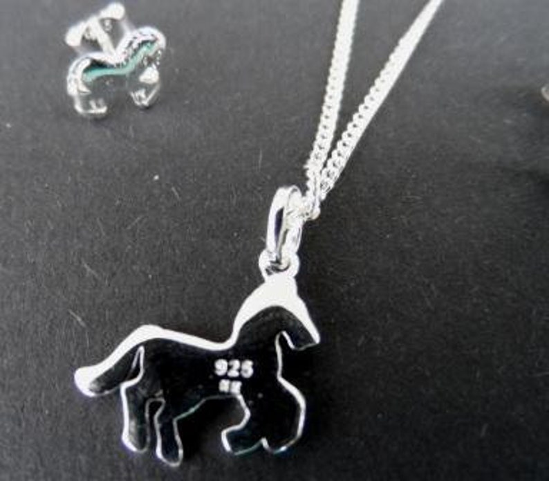 necklace with horse gift for girls girls jewelry Set 925 silver necklace horse and stud horse children/'s necklace horse