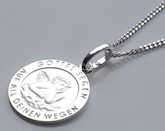 Personalisierbare 925Silberkette, Taufkette Taufschmuck, Schutzengel Geschenk zur Geburt, Kommunionkette mit Gravur