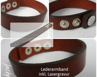 Bracelet personnalisé en cuir brun, laser d’incl. unisexe bracelet gravure, cadeau avec gravure pour homme et femme