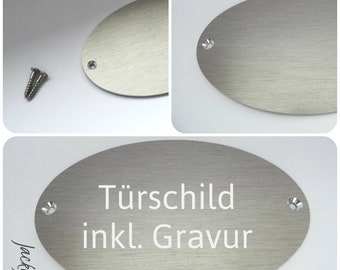 Gravur Türschild, Klingelschild mit Name, Schild mit Gravur, graviertes Türschild, Edelstahllook, Büroschild, Umzug Geschenk