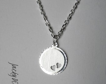 Gravur 925er Silberkette Herzen, Namenskette aus Silber, Geschenk für Frau, Freundin, Kette mit Herz, personalisierte Halskette für Frau