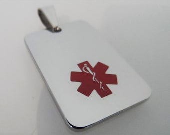 SOS Dogtag Edelstahl, Notfallanhänger, personalisierbarer Anhänger für Notfallkette