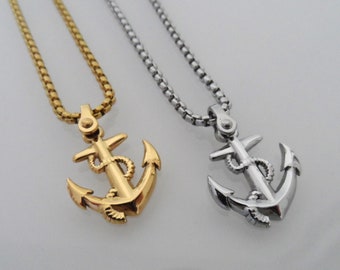 Maritime stainless steel necklace anchor unisex