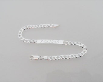 Bracelet en argent personnalisable, cadeau pour femme, réservoir de bracelet d’identification, bracelet de gravure, bracelet de nom argenté, bracelet avec gravure pour femme