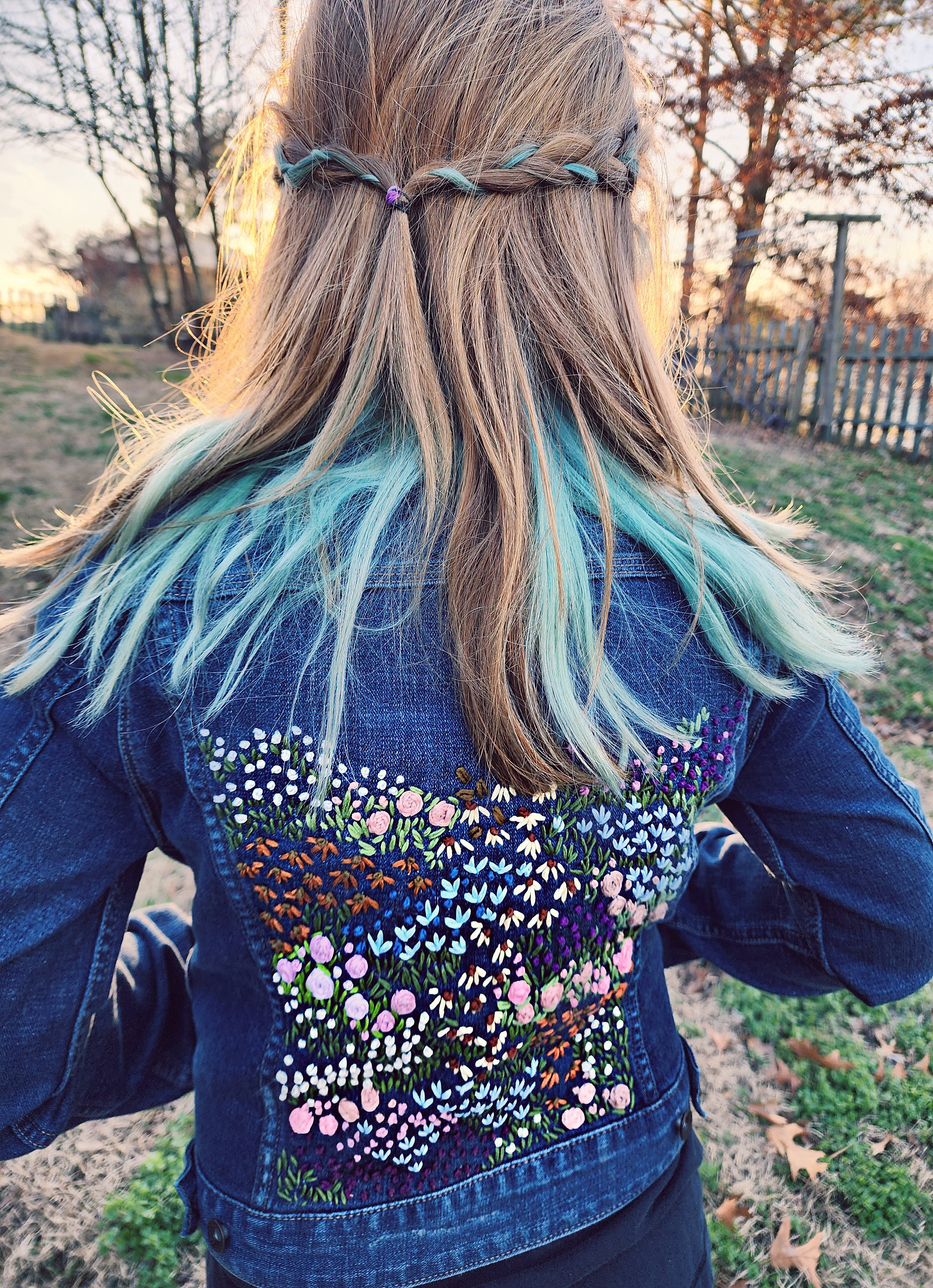 Embroidered jean jacket etsy 2025