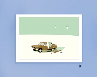 Vacation with Fiat 125 poster by Justyna Dybala