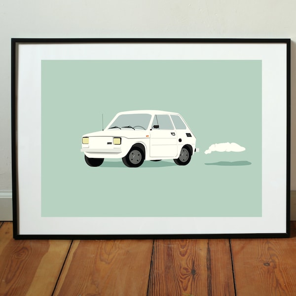 Poster Polish Fiat old car retro vintage 126 p by Justyna Dybala