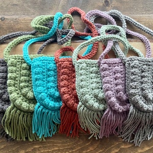 Updated Colors!!  Toddler crochet boho bag purse with fringe