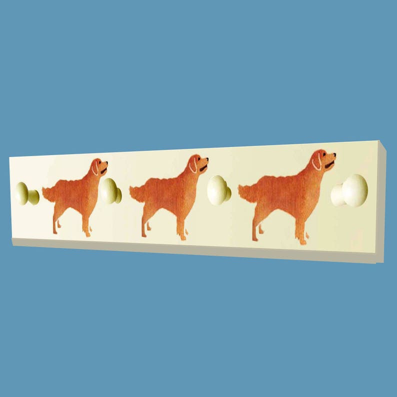 Golden Retriever Peg Board Wooden Coat Rack Peg Rack.