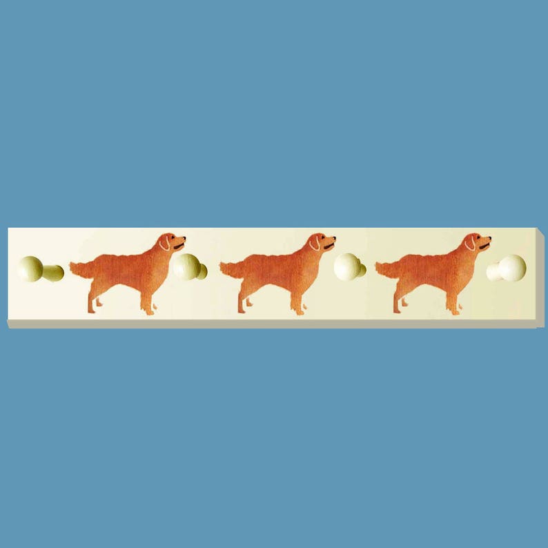 Golden Retriever Peg Board Wooden Coat Rack Peg Rack.