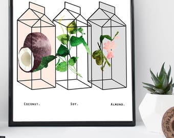 Kitchen wall art, quirky art print, prints, wall art, botanical posters, modern kitchen,  home wall decor, cute decor, apartment decor, art